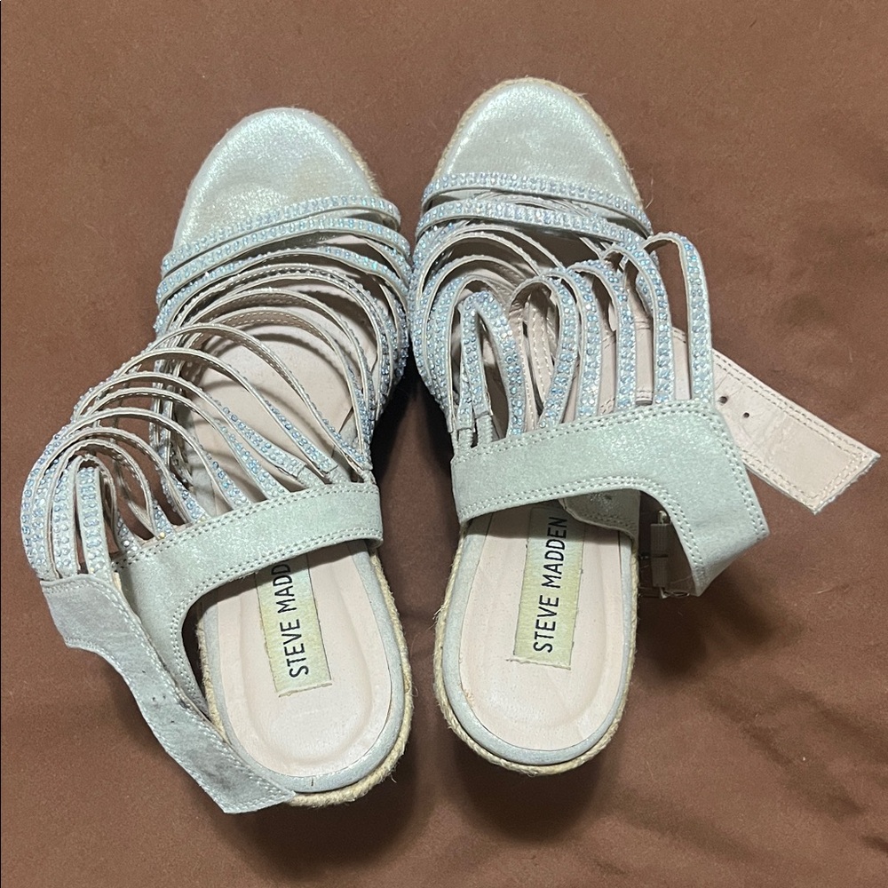 Steve Madden Women's Silver Espadrille Sandals
